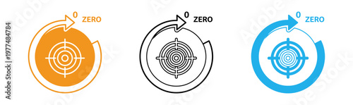 Target zero visualizing net zero emissions with concentric circles and arrows