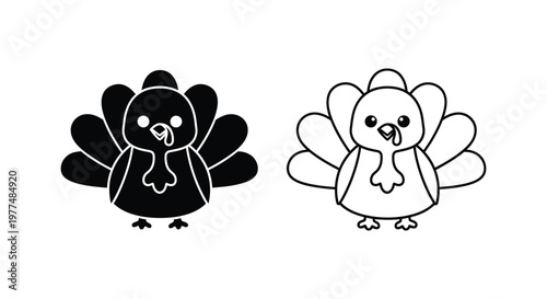 Cute Thanksgiving Turkey Cartoons for Kids Vector