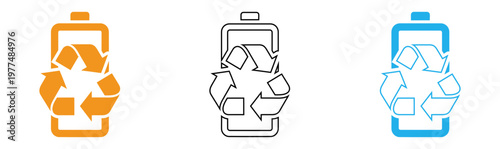 Recycling symbols for plastic containers orange and blue icons