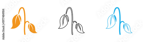 Two stylized plant sprouts in orange and blue minimalist design