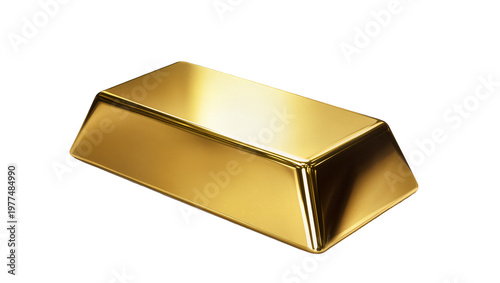 Shiny golden metal ingot with embossed line detail