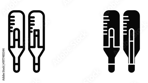 Thermometers displaying different temperature readings in contrasting styles