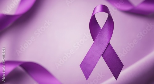 Purple awareness ribbon symbolizing support and hope for various causes.