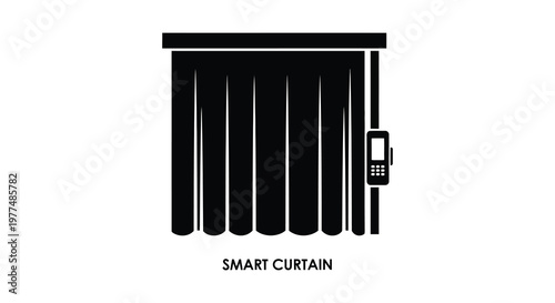 Black curtain with integrated smart control panel a modern design silhouette