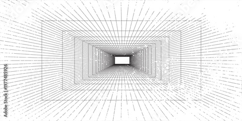 Perspective grid background 3d Vector illustration. Interior design Model projection background template. Line one point perspective. eps10