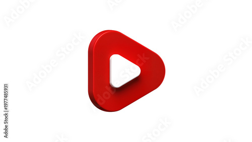 Red glossy Play symbol with central white highlight