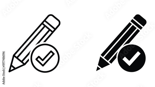 Contrast between traditional and modern pencil icons with checkmarks