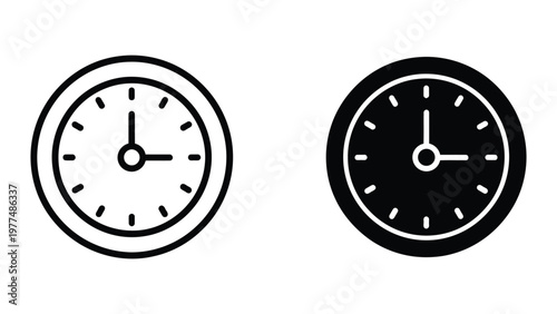 Contrasting analog clocks showing different background styles and designs
