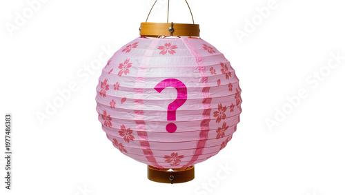 Obraz na plátně Pink Japanese Paper Lantern with Floral Pattern and Question Mark