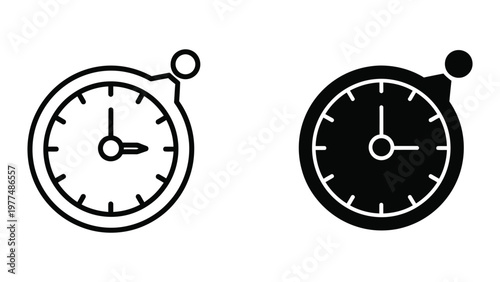 Stopwatch with contrasting button styles and dial designs