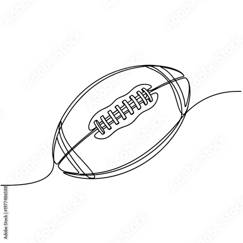 Continuous line drawing of a rugby ball on white background  