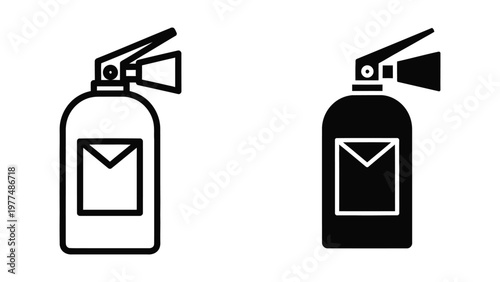 Two different types of fire extinguishers with their safety horns extended