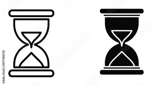 Hourglass with contrasting fill styles depicting time passage and its perception