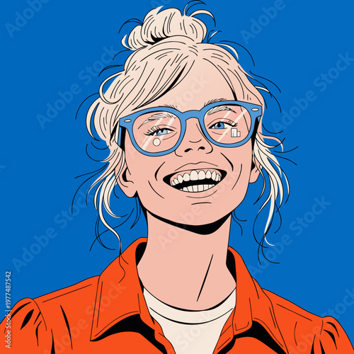 Head shot happy portrait caucasian girl in glasses young woman satisfied with ophthalmology services millennial blonde with healthy white toothy smile ... See More
