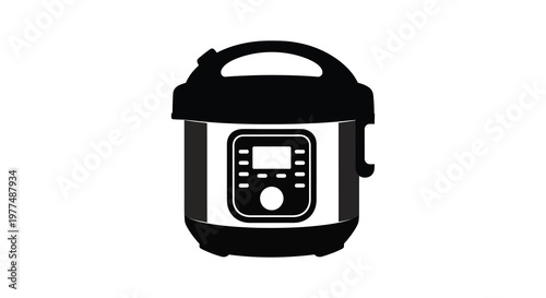 Modern electric pressure cooker icon in stark black silhouette high quality