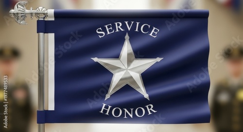 Blue Star Service Flag with Silver Star and Honor Text.