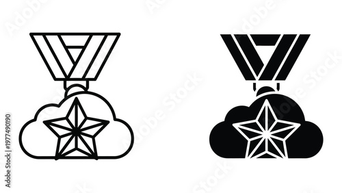 Comparison of two military aviation insignia designs with cloud and star motifs