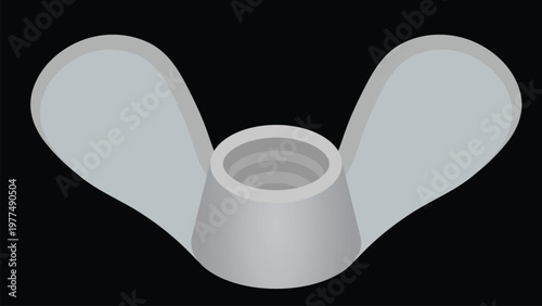 Metal Wing Nut on Black Background