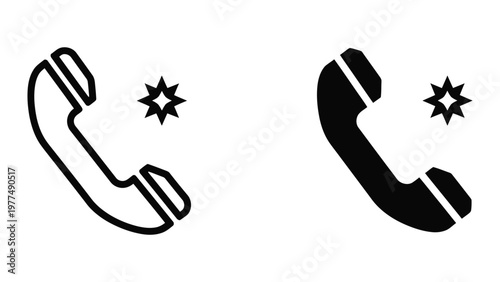 Contrast between old and modern telephone icons with starburst accents