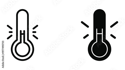 Illustration of hot and cold temperature indicators with thermometer symbols