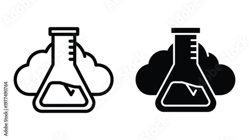 Contrasting flasks representing different states of chemical or environmental conditions