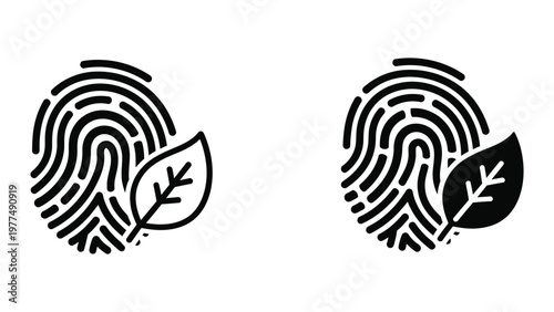 Contrasting fingerprint designs integrated with leaf motifs in black and white