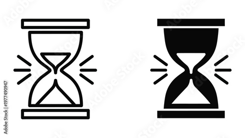 Hourglass with contrasting filled and empty states depicting time flow and passage