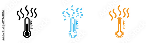 Title temperature gradient cool moderate and hot thermometers with rising steam description three thermometers display a temperature range from cool blue to