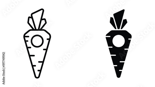 Contrasting carrot illustrations showing different line styles and fill colors