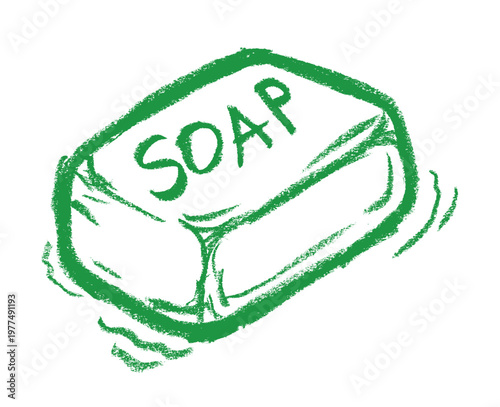 Slippery Soap Icon Crayon Chalk Drawing Vector