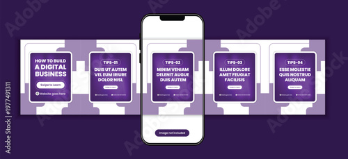 Modern Social Media Carousel Post Template for Business Growth Tips and Marketing Content Design