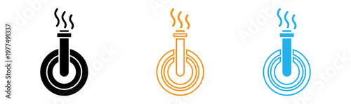 Two beakers with spirals and rising smoke a scientific illustration