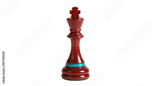 Bild auf Leinwand Red wooden Chess King Piece with Turquoise Accent on Base