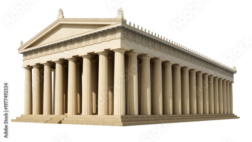 Foto Ancient Greek Temple with Doric Columns and Pediment Detail