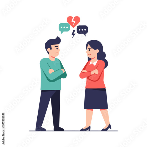 Couple Arguing, Relationship Conflict, Broken Heart Symbol, Communication Breakdown
