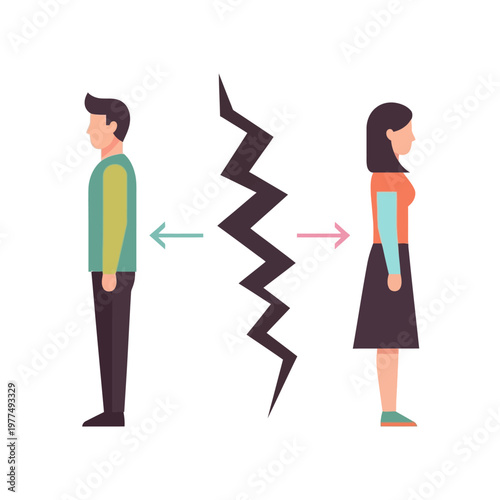 Couple's relationship breakdown, separation, conflict, and divorce concept
