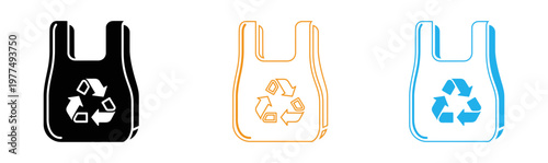 Recycling plastic bags two views of reusable shopping bags