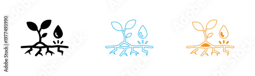 Plant growth stages illustration seed sprout and mature plant with roots