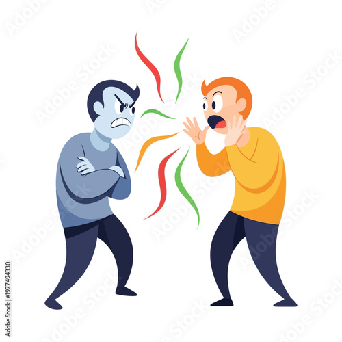 Two men arguing, visual representation of conflict, disagreement, and anger