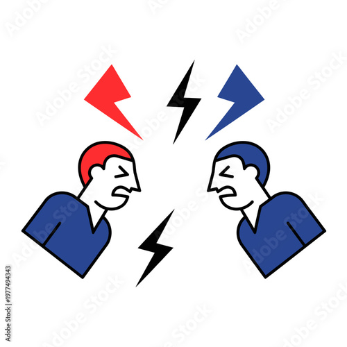 Two people arguing, conflict and disagreement concept, vector illustration