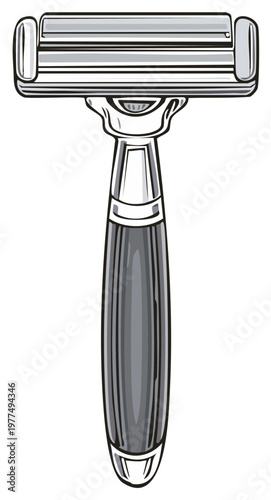 Modern three blade razor vector illustration for personal grooming and daily hygiene routine