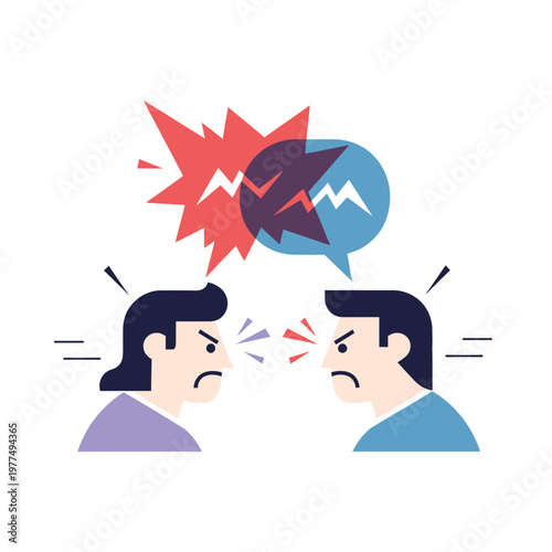 Two people arguing, conflict, disagreement, communication breakdown, stress, anger, debate