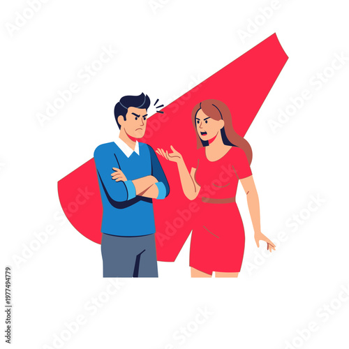 Angry Couple Arguing, Relationship Conflict Illustration