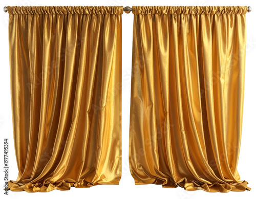 Luxurious gold silk drapes with elegant folds