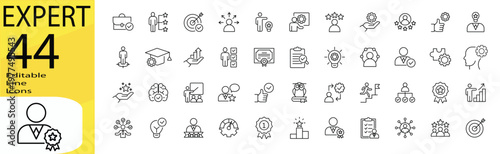 Expert icon set. Editable stroke.