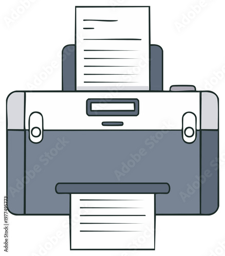 Illustration of a printer printing a document