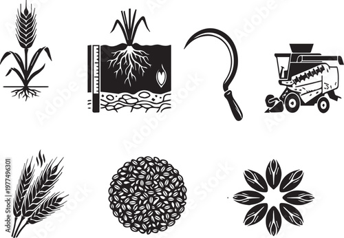 Wheat Crop Icon Minimal Line Vector Illustration