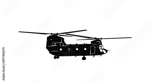 Black ch 47 chinook helicopter side view a striking dark silhouette