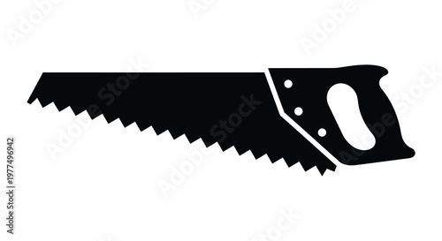 Black hand saw depicted in a stark minimalist silhouette high quality