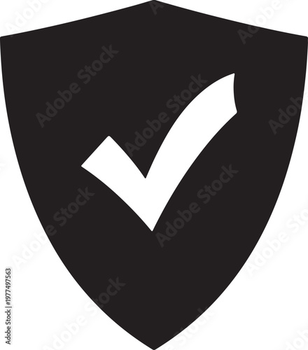 Shield With Check Mark Icon tick approved